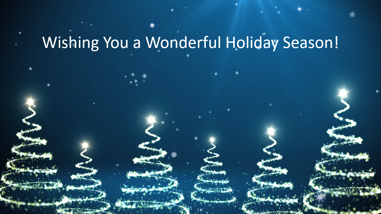 Lighted christmas trees and holiday greetings from The Karen Martin Group
